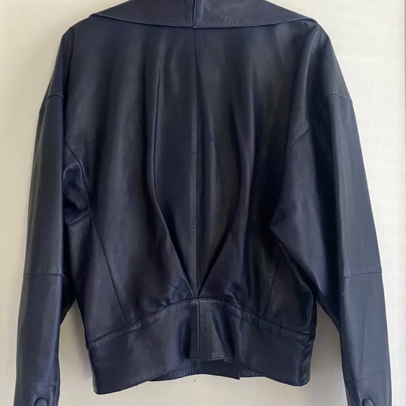 Vintage Claude Montana Blue Leather Jacket Size 44 8 10 - Picture 4 of 7